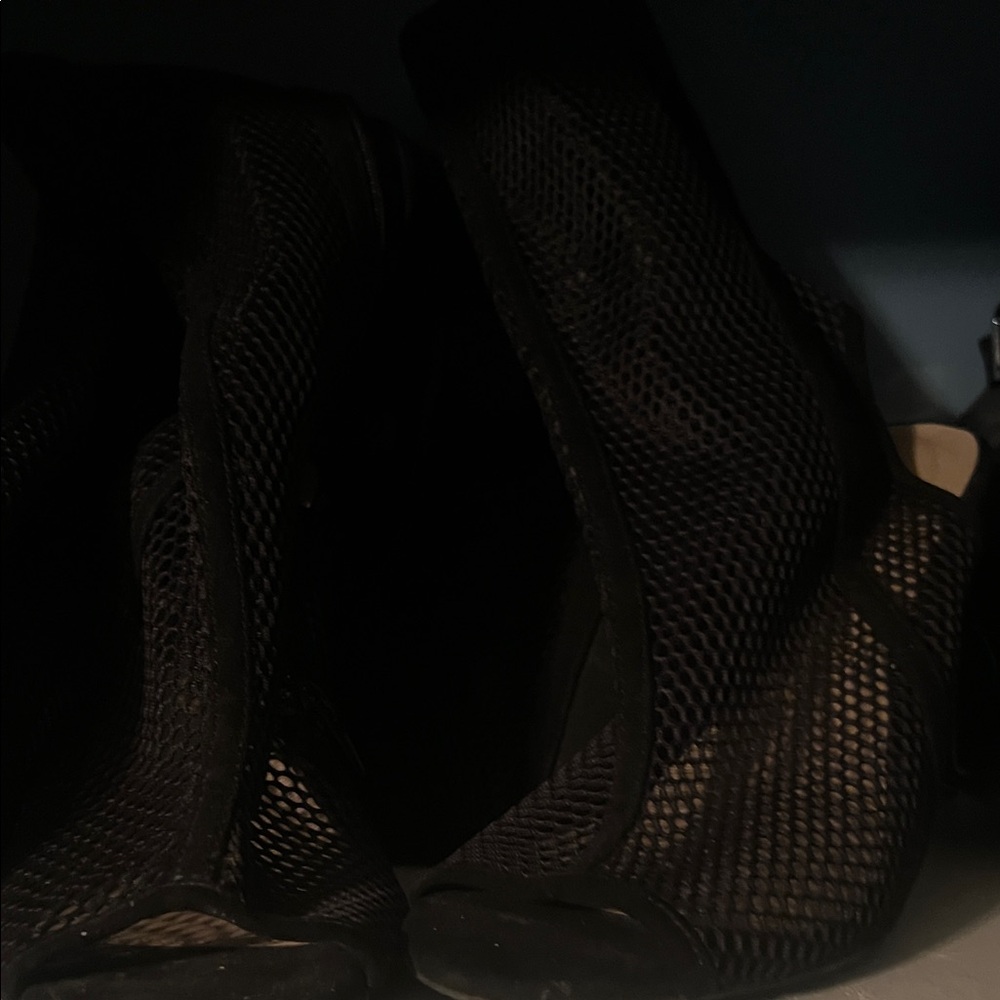 Wild Diva Black Mesh Heeled Boots